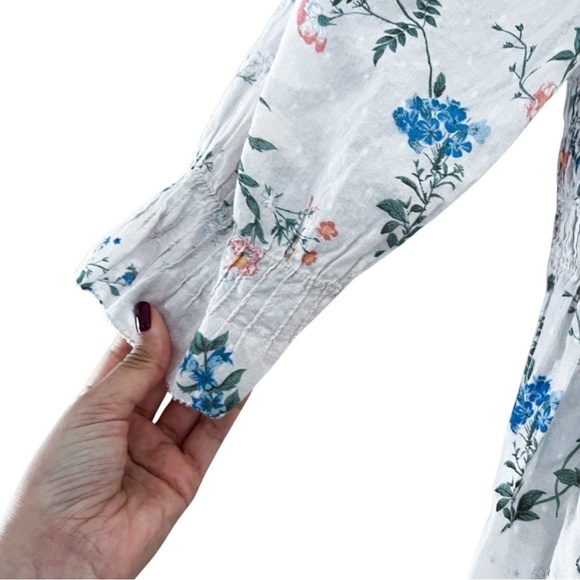 SAYLOR Puff Sleeve Blouse Top Size Small Boho Crop Blue Pink Cream Floral Sz M - Picture 5 of 7